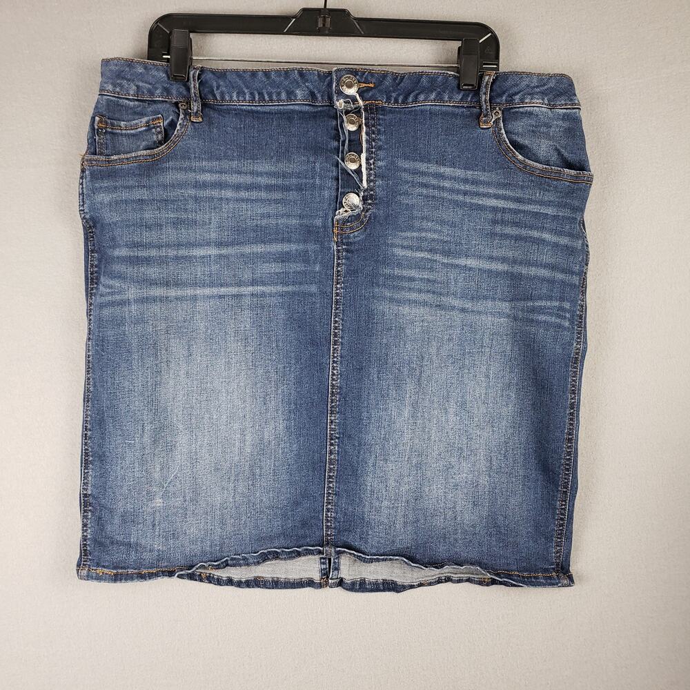 Maurices Size 1X Jean Mini Skirt Classic Frayed Denim Country Western Festival